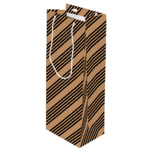 Sac Cadeau Pour Bouteille Motif à cinq bandes noir et brun
