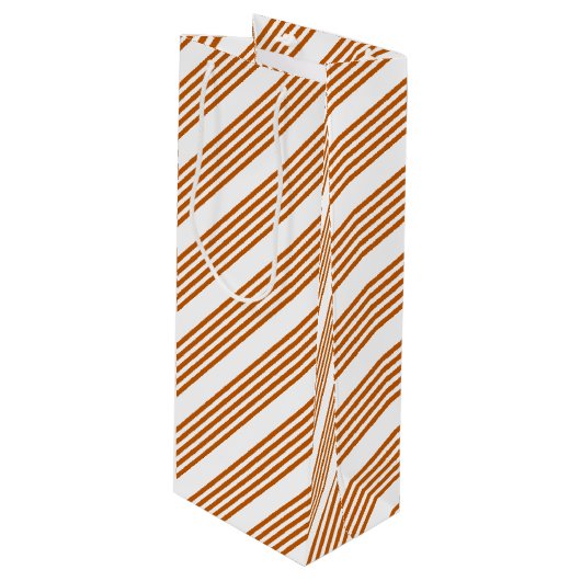 Sac Cadeau Pour Bouteille Motif à cinq bandes orange et blanc brûlés (Devant Angle)