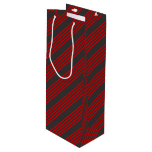 Sac Cadeau Pour Bouteille Motif à cinq bandes rouge et charbon de bois