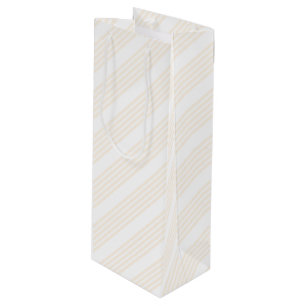 Sac Cadeau Pour Bouteille Motif à cinq rayures beige et blanc