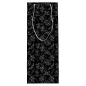 Sac Cadeau Pour Bouteille Motif à fleurs plates 01b Noir BG (Dos)