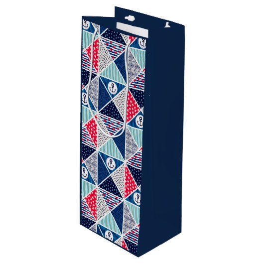Sac Cadeau Pour Bouteille Motif à maquette avec élément nautique Pointe Polk (Devant Angle)