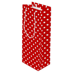 Sac Cadeau Pour Bouteille Motif À petits pois blanc simple et chic sur rouge