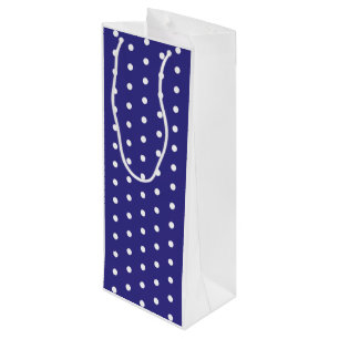 Sac Cadeau Pour Bouteille Motif à points Polka bleu et blanc