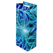 Sac Cadeau Pour Bouteille Motif à répétition électrique bleu brillant (Devant Angle)