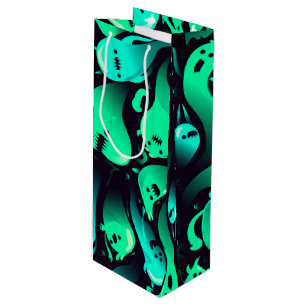 Sac Cadeau Pour Bouteille Motif au néon vert de fantôme