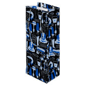 Sac Cadeau Pour Bouteille Motif bleu pêche (Dos Angle)