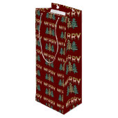 Sac Cadeau Pour Bouteille Motif d'arbre de Noël (Dos Angle)