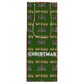 Sac Cadeau Pour Bouteille Motif d'arbre de Noël (Devant)