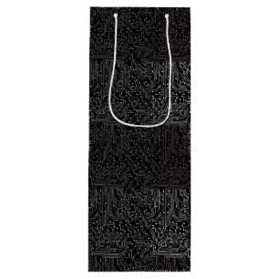 Sac Cadeau Pour Bouteille Motif de circuit connecté b Go noir