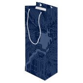 Sac Cadeau Pour Bouteille Motif de circuit Geek bleu (Dos Angle)