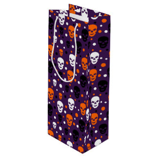 Sac Cadeau Pour Bouteille Motif de crânes Halloween colorés à pois