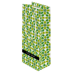 Sac Cadeau Pour Bouteille Motif de feuille, Feuilles vertes, Votre nom