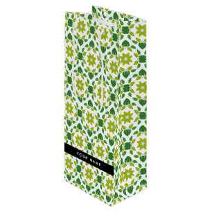 Sac Cadeau Pour Bouteille Motif de feuille, feuilles vertes, votre nom