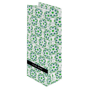 Sac Cadeau Pour Bouteille Motif de feuille, Feuilles vertes, Votre nom