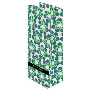 Sac Cadeau Pour Bouteille Motif de feuille, feuilles vertes, votre nom
