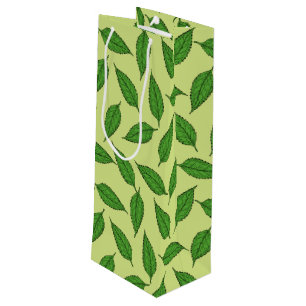 Sac Cadeau Pour Bouteille Motif De Feuilles, Motif De Feuilles, Feuilles De