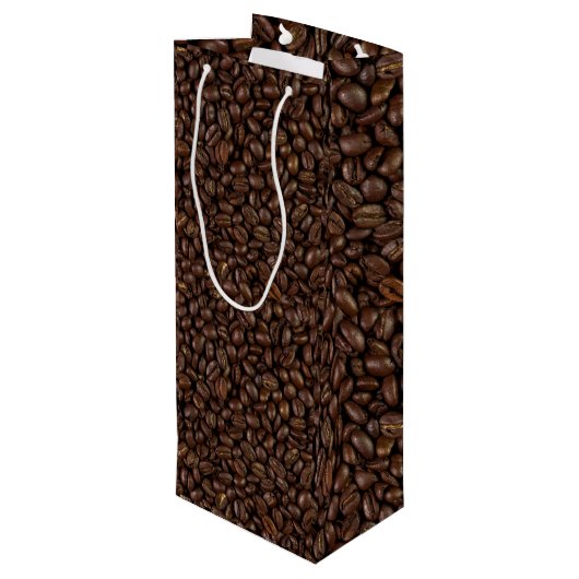 Sac Cadeau Pour Bouteille Motif de fèves de café (Dos Angle)