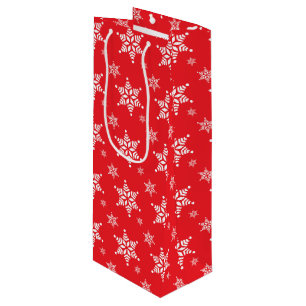 Sac Cadeau Pour Bouteille Motif de flocon de neige, Flakes blancs, Neige, Ro