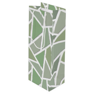 Sac Cadeau Pour Bouteille Motif de mosaïque vert olive