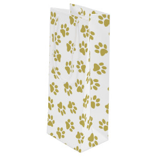 Sac Cadeau Pour Bouteille Motif De Pailles, Pailles De Chien, Pâtes D'Or