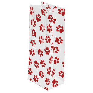 Sac Cadeau Pour Bouteille Motif de pattes, pattes de chien, pattes rouges