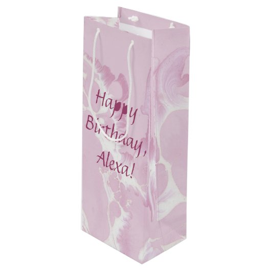 Sac Cadeau Pour Bouteille motif de peinture rose vif abstrait (Devant Angle)