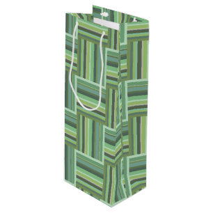 Sac Cadeau Pour Bouteille Motif de tissage à rayures vert olive