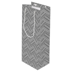 Sac Cadeau Pour Bouteille Motif de tissage en diagonale rayures grises