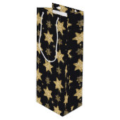 Sac Cadeau Pour Bouteille Motif des étoiles de Parties scintillant de verre (Devant Angle)