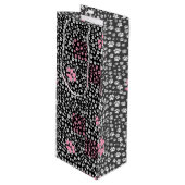 Sac Cadeau Pour Bouteille motif Empreinte de patte 01.b Black BG (Devant Angle)