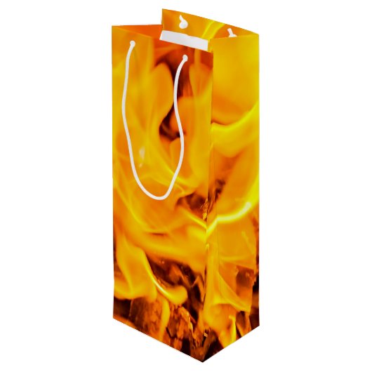 Sac Cadeau Pour Bouteille Motif Feu Et Flames (Dos Angle)