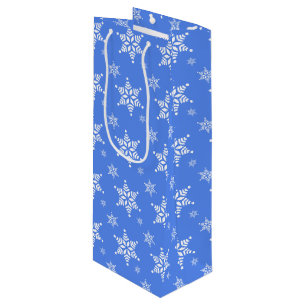 Sac Cadeau Pour Bouteille Motif Flocon de Neige, Flocons de Neige Blancs, Ne