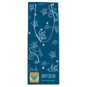 Sac Cadeau Pour Bouteille Motif floral, Menorah, Nom personnalisé Pâque (Devant)