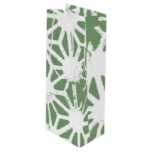 Sac Cadeau Pour Bouteille Motif géométrique vert et blanc olive