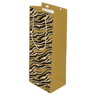 Sac Cadeau Pour Bouteille Motif noir or