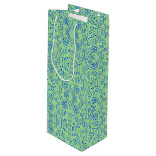 Sac Cadeau Pour Bouteille motif plante A08.b boho. lgreen BG