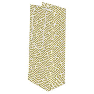 Sac Cadeau Pour Bouteille Motif Sayagata, Japonais, Or et Blanc