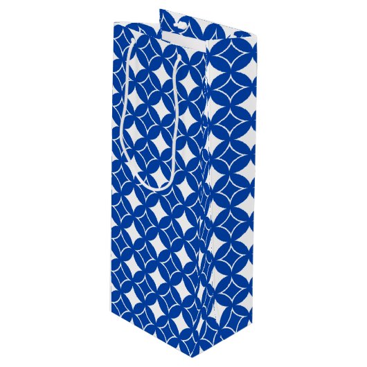 Sac Cadeau Pour Bouteille Motif shippo bleu et blanc (Devant Angle)