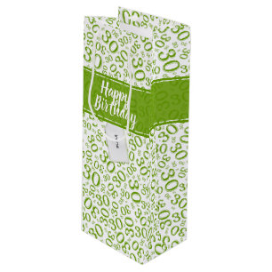 Sac Cadeau Pour Bouteille Motif vert et blanc de joyeux 30ème anniversaire