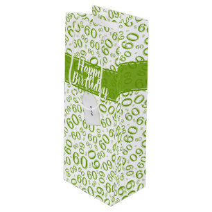 Sac Cadeau Pour Bouteille Motif vert et blanc de joyeux soixantième