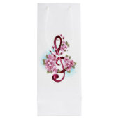 Sac Cadeau Pour Bouteille Musical treble clef notes with sakura flowers (Dos)