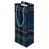 Sac Cadeau Pour Bouteille Noël classique présent marine bleu plaid vacances (Dos Angle)