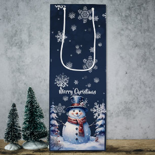 Sac Cadeau Pour Bouteille Noël de la forêt d'hiver