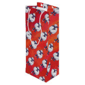 Sac Cadeau Pour Bouteille Noël des moutons sur rouge (Dos Angle)