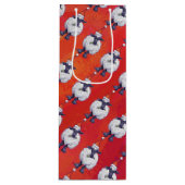 Sac Cadeau Pour Bouteille Noël des moutons sur rouge (Devant)