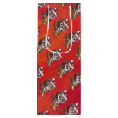 Sac Cadeau Pour Bouteille Noël du tigre en rouge (Devant)