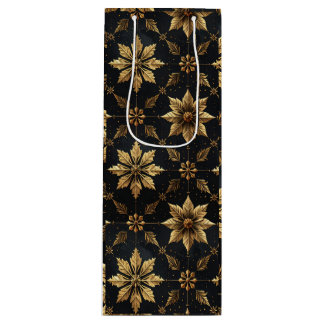 Sac Cadeau Pour Bouteille Noël Élégant - Fleur