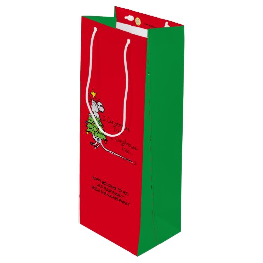 Sac Cadeau Pour Bouteille Noël Mouse mignonne Drôle Vacances (Devant Angle)
