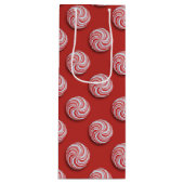 Sac Cadeau Pour Bouteille Noël Peppermenthe Candy Festive Vin Cadeau (Devant)